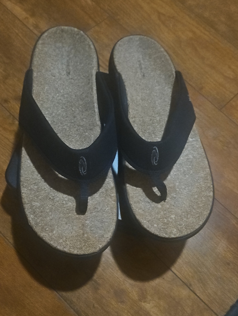 Men's Black Cork-Style Padded Toe-Post Sandals